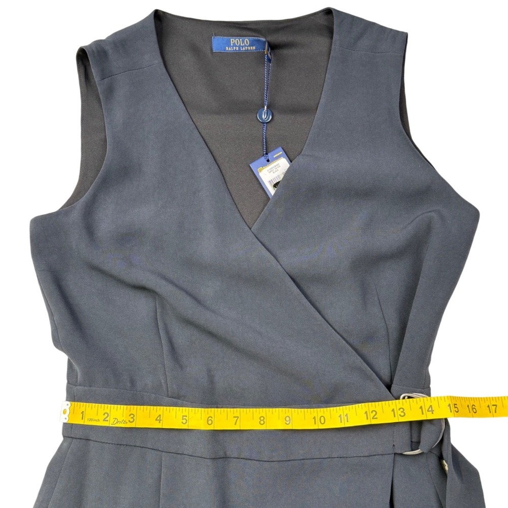 Polo Ralph Lauren Wrap Dress Slate Blue Gray Sleeveless‎ Belted 6 NWT - Picture 9 of 9